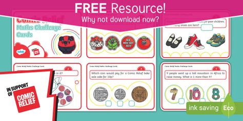 * NEW * Comic Relief: Maths Activity Cards [Ages 3-5] Maths Activity, Eyfs Activities, Of Challenge, Fun Math Activities, Math Challenge, Red Nose Day, Free Teaching Resources, Comic Relief, Red Nose