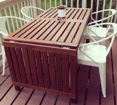 ÄPPLARÖ drop-leaf table with white chairs Big Balcony Ideas, Plate Of Food, Deck Makeover, Deck Table, Outdoor Patio Table, Big Backyard, Outdoor Dining Spaces, Patio Inspiration, Outdoor Stuff