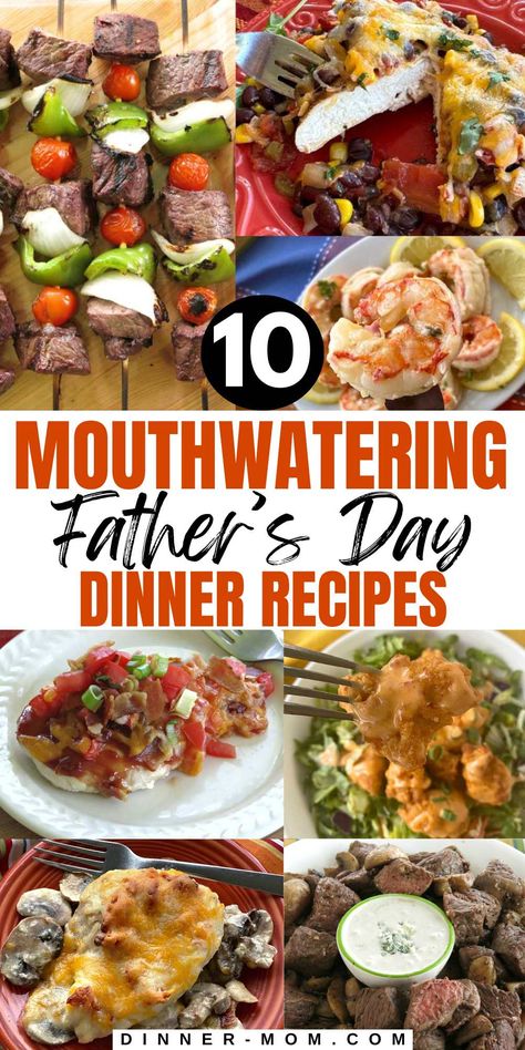 These easy and irresistible Father's Day dinner recipes will treat dad to a feast fit for a king! Our collection features mouthwatering dishes like bacon-wrapped shrimp and hearty cowboy chicken. Each tried-and-true recipe has very little hands-on cooking time, so you'll have more time to enjoy the celebration. Start your menu plan with these amazing dinner ideas and make this Father’s Day unforgettable! Amazing Dinner Ideas, Stove Top Steak, Cowboy Chicken, Monterey Chicken, Traditional Meatloaf, Wrapped Shrimp, Alice Springs Chicken, Chicken Meatloaf, Bacon Wrapped Shrimp