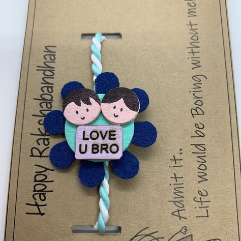 Clay Rakhi, Quilling Rakhi, Handmade Rakhi Designs, Rakhi Cards, Rakhi Making, Rakhi For Brother, Handmade Rakhi, Rakhi Design, Diy Yarn Crafts