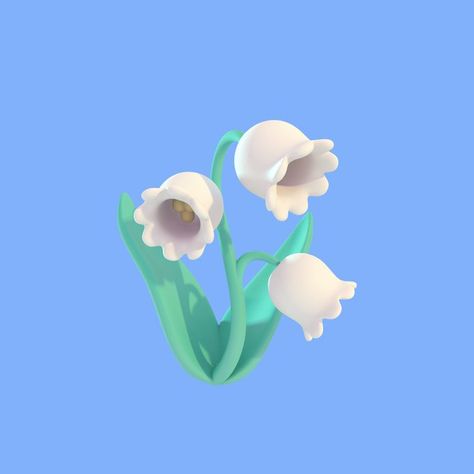 Bg Design, 3d Icons, 3d Artwork, Arte Inspo, 3d Modelling, Blender 3d, Lily Of The Valley, 3d Illustration, Cute Icons