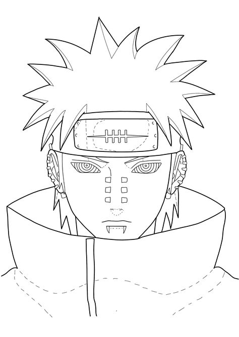 Naruto Drawings Easy Sasuke Uchiha, Naruto 6 Paths Mode Drawing, Pain In Naruto, Naruto Line Art, Rock Lee Drawing, Naruto Coloring Pages, Naruto Coloring, Naruto Pain, Naruto Drawings Easy