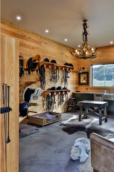 New Zealand Countryside, Tack Room Organization, Horse Tack Rooms, Innovative Design Ideas, Stable Style, Tack Rooms, Loft Designs, Horse Barn Ideas Stables, Barn Loft