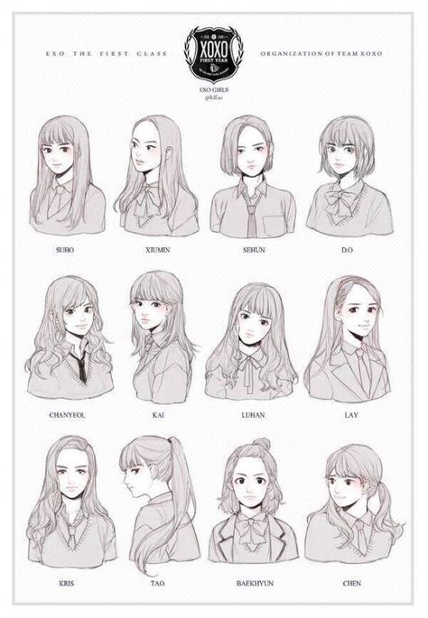 Korean Hairstyles, Hairstyles Drawing, Drawings Tutorials, Pelo Anime, Drawing Hair Tutorial, Manga Hair, Drawing Manga, Exo Art, Animal Rabbit