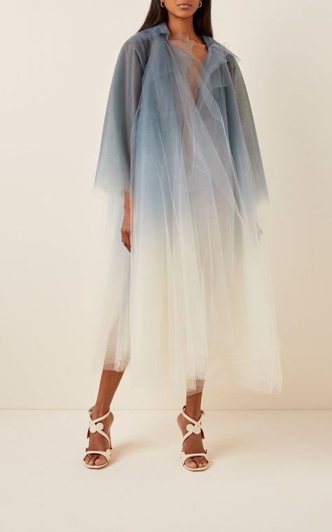 Transparent Coat, Tulle Coat, Ombre Clothes, Ombre Clothing, Fashion Collection Inspiration, Ombre Dress, Abaya Fashion, Couture Fashion, Moda Operandi