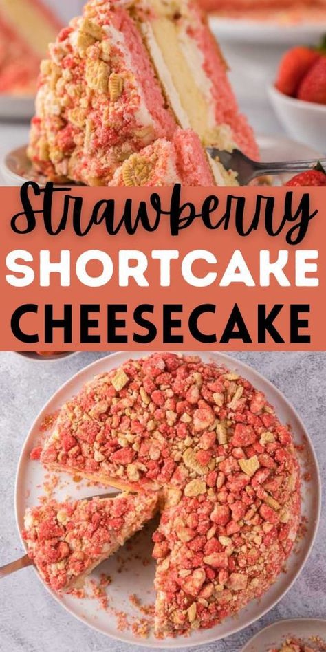 Aka Cupcakes, Strawberry Shortcake Cheesecake Recipe, Recipe For Strawberry Shortcake, Cake And Cheesecake, Layer Cheesecake, Holiday Deserts, Cupcakes Cheesecake, Strawberry Shortcake Cheesecake, Easy Strawberry Shortcake