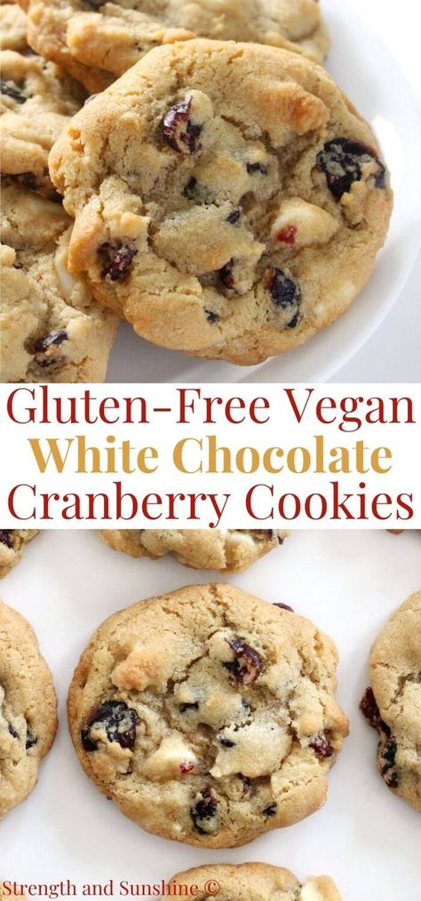 Gluten Free Christmas Baking, Gluten Free Christmas Treats, Dairy Free Christmas Cookies, Vegan Christmas Desserts, Chocolate Cranberry Cookies, Cranberry Cookies Recipes, Gluten Free Christmas Cookies, Vegan Christmas Cookies, White Chocolate Cranberry Cookies