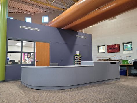 Desks_Circulation_Example3_Northeast-School Circulation Desk Library, Circulation Desk, Desk Library, Desk Units, Computer Station, Mobile Pedestal, Dream Library, Library Services, Self Serve