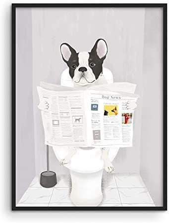 Dog Bathroom Decor, Bathroom Rules Sign, Haus And Hues, Dog Bathroom, Funny Bathroom Art, Bathroom Artwork, Bulldog Francese, Francia Bulldog, Bathroom Rules