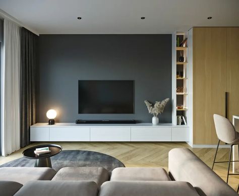 25 Incredible Modern Built In TV Wall Unit Designs: Elevating Your Living Space like a pro Rug Photography, Tv Shelving, Creative Rug, Hall Interior Design Living, Orange Peel Wall Texture, Tv Walls, Media Units, Wall Unit Designs, Concrete Wallpaper