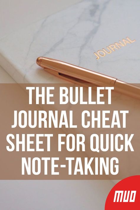 The Bullet Journal Cheat Sheet for Quick Note-Taking ---   Once you understand how to set up your bullet journal and personalize it, you can capture any aspect of your day, work, and life in a streamlined manner. If you’re new to this method and find it daunting or if you just need a refresher on its essentials once in a while, our cheat sheet can help.  #Journal #NoteTaking #CheatSheet #Notes #BulletJournal #Productivity #Guide Bullet Journal Cheat Sheet, Homework Tracker, Bulleted List, Goals Sheet, Time Tracker, Productivity Tips, Calendar Pages, Evernote, Medical Information