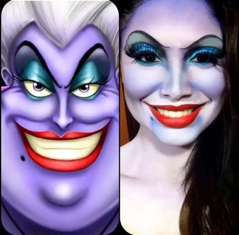 Costume Women Ideas, Ursula Costume Makeup, Ursula Cosplay, Little Mermaid Makeup, Ursula Makeup, Painting Tattoos, Skeleton Costumes, Costume Skeleton, Ursula Costume