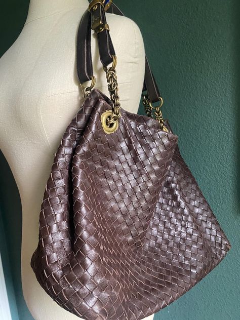 Bottega Veneta Hobo Bag, Espresso Brown, Vintage Designer, Everyday Bag, Brass Hardware, Hobo Bag, Bottega Veneta, Purses And Handbags, Shoulder Straps