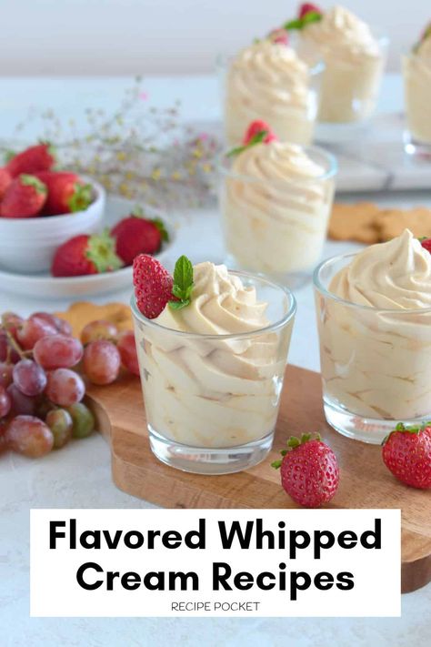 Homemade Flavored Whipped Cream, Flavored Whip Cream, Whipped Cream Recipes, Fool Recipe, Maple Whipped Cream, Whipped Cream Desserts, Flavored Whipped Cream, Recipes With Whipping Cream, Making Whipped Cream