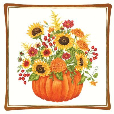 August Grove Pumpkin Bouquet Spiced Coaster Pumpkin Bouquet, Pumpkin Vase, Sunflower Kitchen, Coaster Gift Set, Hand Painted Tiles, Kitchen Pot, Cup Mat, Flour Sack Towels, Painting Tile