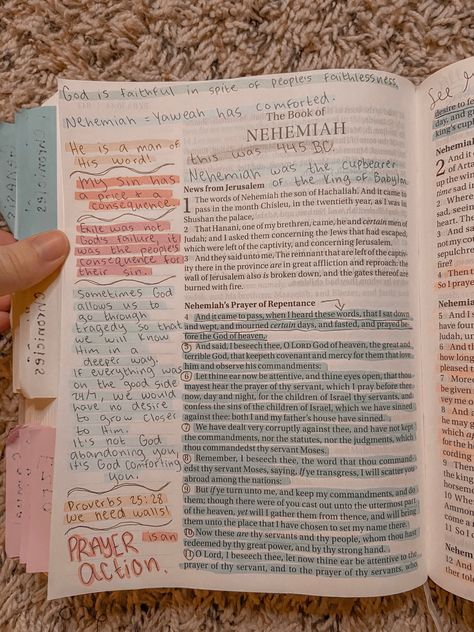 Nehemiah Bible Study, Book Of Nehemiah Bible Study, Nehemiah Bible Journaling, Niv Bible Journaling, Zephaniah Bible Journaling, Bible Highlighting, Bible Journal Notebooks, Hebrews 4:12 Journaling, Bible Study Plans