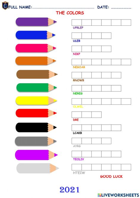 Writing Colors Worksheet, Colours For Kids Worksheet, Colour Worksheet For Preschoolers, Colours Worksheet For Kids, English Colours, Colour Worksheet, Colors Worksheet, Primary School Activities, English Homework