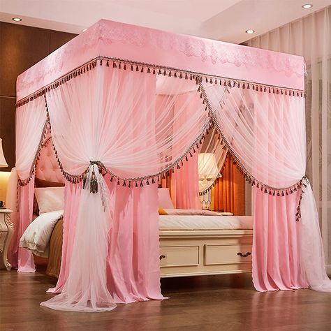 PRICES MAY VARY. PACKAGE INCLUDES 1PCS Bed Curtain Canopy ;1PCS Mosquito Net(Lights/Stainless steel frame/Post/Bracket in the picture are NOT included.) PRODUCT SIZE California King size:70 inch X 86 inch X 78 inch (Width X Length X Height);Please measure your bed size before you purchase it. PREMIUM QUALITY More than a simple mosquito net, ingenious bed curtains design makes your own bed an artwork, create an atmosphere of elegance and romance for you. Turn your bedroom to a luminous palace and Cute Mosquito, Bed Canopy With Lights, Black Canopy Bed, Girls Bed, Post Bed, Canopy Bed Frame, Princess Bed, Adult Bedroom, Bed Canopy