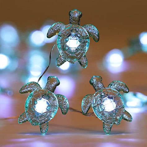 Amazon.com : WSgift Sea Turtle Decorative String Lights, 18.7 Ft 40 LED USB Plug-in Silver Copper Wire Beach Theme Fairy Lights for Indoor Outdoor Decoration Projects (Cool White, Remote Control with Timer) : Garden & Outdoor Decorative String Lights, Beach Theme, Sea Turtle, String Lights, Fairy Lights, Copper Wire, Copper, Led