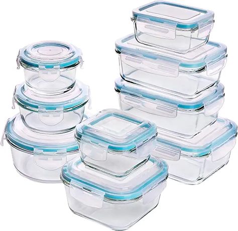 Amazon.com: glass tupperware set Whole 30 Meal Plan, Hot Lunch, Cold Lunches, Glass Storage Containers, Food Storage Container Set, Food Storage Container, Kitchen Storage Containers, Meal Prep Containers, Glass Food Storage