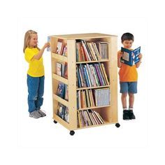 Organizing Kids Books, Media Tower, Book Carts, Book Tower, Preschool Furniture, Book Cart, Mobile Library, Classroom Storage, Library Furniture