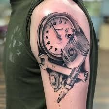 Ironworkers Tattoo, Dots Tattoo, Bike Speedometer, Harley Tattoos, Mechanic Tattoo, Dot Tattoos, Creepy Tattoos, Tat Ideas, Tatting