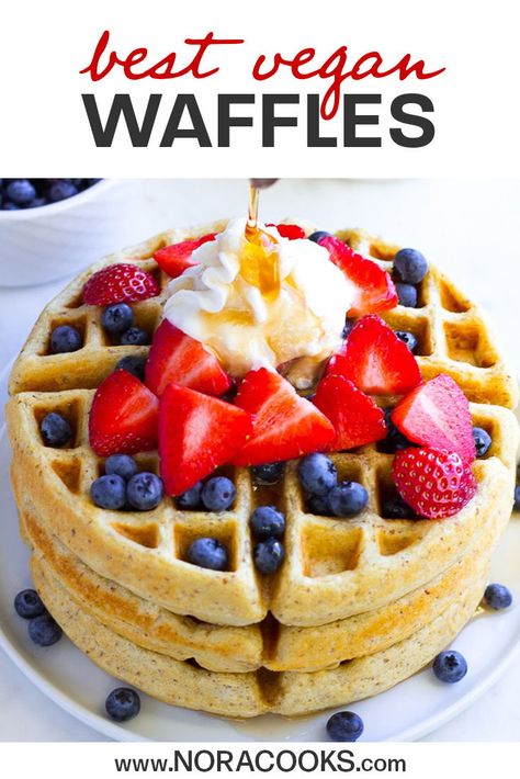 How to make the Best Ever Vegan Waffles! Nice and crispy on the outside, soft and fluffy on the inside. #vegan #plantbased Best Vegan Waffles, Healthy Vegan Waffle Recipe, Fluffy Vegan Waffles, Vegan Waffles Easy, Vegan Waffles Recipe, Vegan Waffle Recipe Easy, Vegan Waffle Recipe, Best Belgian Waffle Recipe, Waffles Vegan