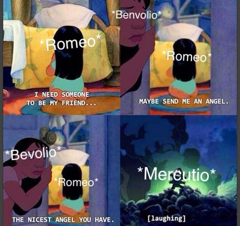 Oh, Mercutio. Benvolio, too. Shakespeare Jokes, Shakespeare Humor, Shakespeare Funny, Literary Humor, Romeo Et Juliette, Arcane Memes, Literature Humor, Too Much Stuff, English Memes