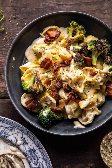 Creamy Bacon Tortellini with Charred Broccoli - the creamiest bowl of cheese tortellini that’s fancy enough for the weekend, but easy enough to make any night of the week. A one-skillet, one-pot, under-30-minute dinner with cozy winter flavors that melt in your mouth! Easy Winter Dinner Recipes, Bacon Tortellini, Winter Flavors, Charred Broccoli, Half Baked Harvest Recipes, 2023 Recipes, Weekly Dinner, Tortellini Recipes, Winter Dinner Recipes