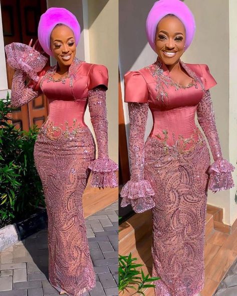 Nigerian Traditional Dresses, Lace Asoebi Styles, Nigerian Dress Styles, Aso Ebi Lace Styles, Nigerian Dress, Nigerian Lace Styles Dress, African Party Dresses, Stylish Naija, Nigerian Lace Styles