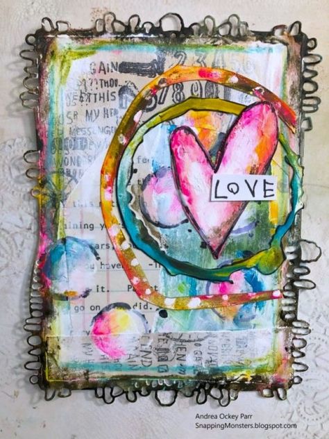 Simon Says: Have A Heart | Collage Video, Dina Wakley, Blue Fern Studios, Blue Fern, Mixed Media Art Canvas, Art Tumblr, Mixed Media Art Journaling, Rose Art, Mix Media