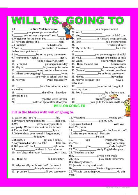 Will Vs Going To Worksheets, Will Or Going To Worksheet, Will Have To Grammar, Esl Future Tense Worksheets, Good Vs Well Grammar Worksheet, Your Vs You’re Grammar, Language Practice, English Tenses, Esl English