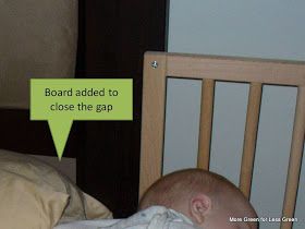 More Green For Less Green: Crib Part 3: Turn a Crib Into a Side-Car (Co-Sleeper) Green Crib, Baby Co Sleeper, Adult Bed, Diy Crib, Quiet Toys, Co Sleeper, Natural Mattress, Baby Cookies, Floor Bed