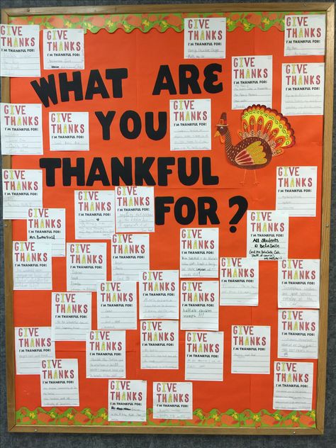 What are you thankful for...? What Are You Thankful For Bulletin Board, Social Campaign, Interactive Board, 2nd Grade Teacher, Group Therapy, Give Thanks, Bulletin Boards, Bulletin Board, Mood Board