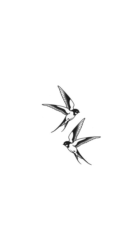 Fineline Swallow Tattoo, Bird Tattoo Men Arm, Non Shaded Tattoos, Bird Sternum Tattoo, Two Swallows Tattoo, Swallow Tattoo Men, Birds Flying Tattoo, Traditional Bird Tattoo, Two Birds Tattoo