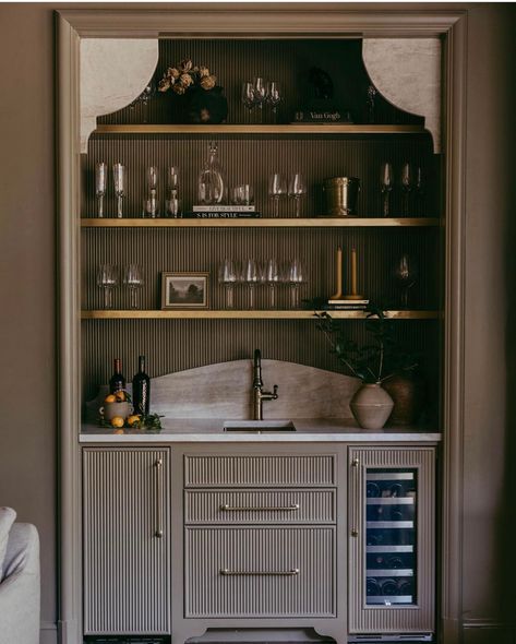 Bar In Closet Space, Wet Bar Bedroom, Hidden Bar Closet, Mudroom With Wine Fridge, Wet Bar In Master Suite, Bar Cabinet Built In, Morning Bar In Bedroom, Small Bar Nook, Sitting Area With Bar