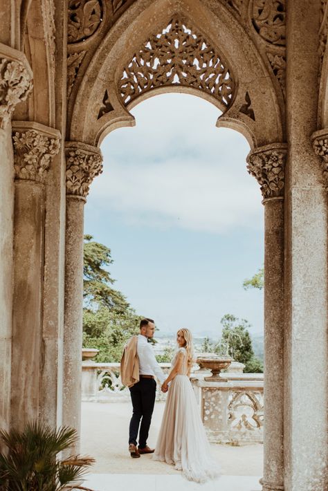 Don't wake us up from this dreamy Portugal destination wedding | Image by Diana Veinberga Castle Courtyard, Winter Wedding Destinations, French Riviera Wedding, Destination Bride, Contemporary Bride, June Bug, Wedding Image, Sintra Portugal, Rocky Mountain Wedding