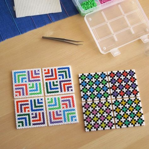 Square Fuse Bead Patterns, Hama Beads Coasters Square, Perler Bead Square Patterns, Perler Bead Patterns Square, Square Perler Bead Patterns, Perler Bead Coasters Patterns, Perler Bead Coaster, Perler Bead Coasters, Hama Beads Coasters