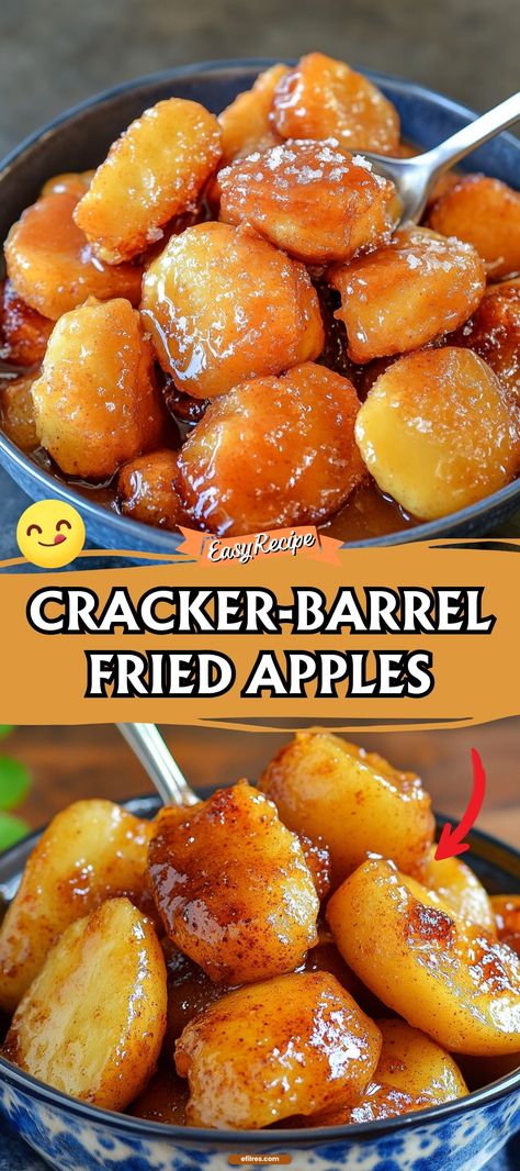 Bring the comfort of Cracker Barrel into your home with our Fried Apples. Simmered in cinnamon and sugar, these apples are soft, sweet, and perfect as a side dish or a warm topping for ice cream. It's a comforting addition to any meal or a sweet treat to enjoy anytime.
#FriedApples #ComfortFood #CrackerBarrelStyle Thanksgiving Side Dishes To Bring, Dish To Bring To Thanksgiving, Cracker Barrel Fried Apple French Toast Bake, Red Hot Cinnamon Apples, Crockpot Fried Apples, Apple Side Dish, Apple Balls, Hot Apple Juice, Apple French Toast Bake