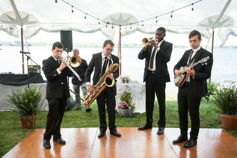 Band For Wedding Music, Live Jazz Band Wedding, Jazz Band At Wedding, Jazz Wedding Aesthetic, Wedding Jazz Band, Jazz Wedding Theme, Jazz Band Wedding, 20s Goals, Wedding Band Music