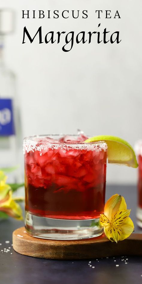 Hibiscus Tea Margarita, passion tea margarita, tropical margarita, fruity margarita, summer margarita, how to make a margarita, refreshing cocktail, cocktail recipe ideas Tropical Margarita, Simple Cocktail, Passion Tea, Silver Tequila, Tea Cocktails, Delicious Drink Recipes, Festive Drinks, Mixed Drinks Recipes, Easy Drinks