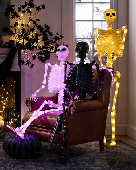 Have some skele-fun this fall with Mr. (and Mrs.) Bones 💀 He brings playfulness and a little thrill to your seasonal décor. Swipe to shop Halloween treats sure to vanish! Pottery Barn Halloween, Skeleton Decor, Mr Bones, Outdoor Cushion Covers, Small Space Solutions, Spooky Decor, Energy Efficient Lighting, Halloween Home Decor, Holiday Decorations