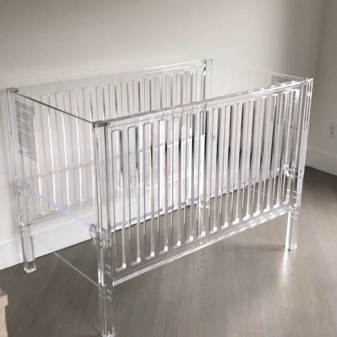 Plexi-Craft on Instagram: “Our luxurious, 100% crystal-clear, acrylic crib is made in NYC USA and it has become the talk of the town.  There is nothing like it in the…” Clear Crib, Acrylic Crib, Future Son, Holland Park, Talk Of The Town, Khalid, The Talk, Baby Crib, Baby Things