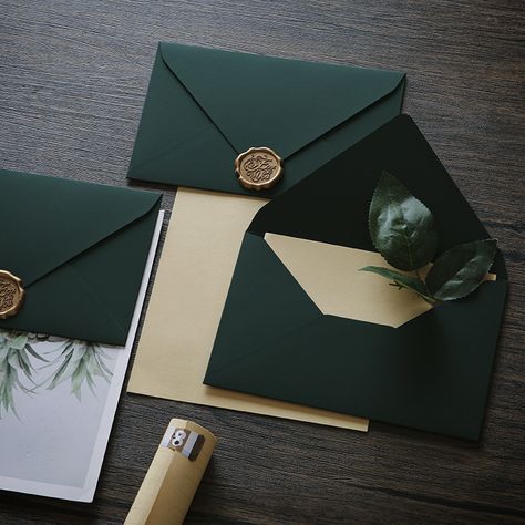 Faster shipping. Better service Wedding Party Invitations, Invite Design, Postcard Paper, Christmas Envelopes, Envelope Lettering, Greeting Card Envelope, Wedding Party Invites, Green Envelopes, Wedding Invitation Envelopes