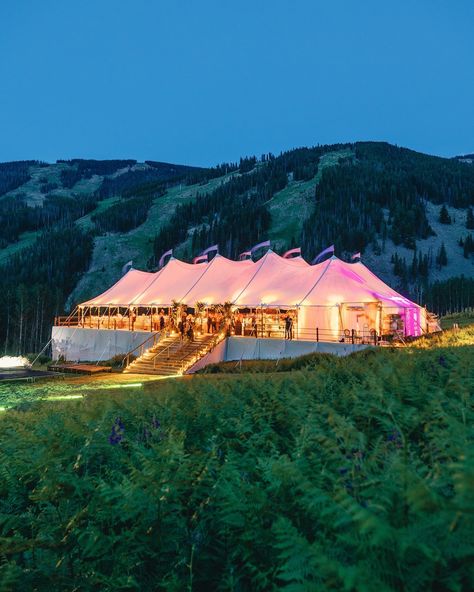 There’s something truly special about saying ‘I do’ surrounded by nature’s breathtaking beauty, especially with the stunning lupines in bloom. An open-air tent allowed for the celebration to continue among the divine natural setting of @beanoscabin's meadow. It was an iconic moment, being the first wedding in the Meadow at Beano's Cabin. Besides the beautiful couple, the showstopper was undoubtedly the custom-built sailcloth tent with poles dressed by branches to emulate trees for a true ind... Tent Wedding Reception, Air Tent, Outdoor Wedding Reception, Majestic Mountains, Sailing Outfit, Tent Wedding, Evening Wedding, Reception Decor, The Meadows