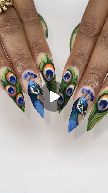 Peacock Nails Design, Peacock Nail Designs, Alabama Nails, Peacock Nails, Fantasy Nails, Peacock Print, Artist Aesthetic, Nails Spring, Art Nails