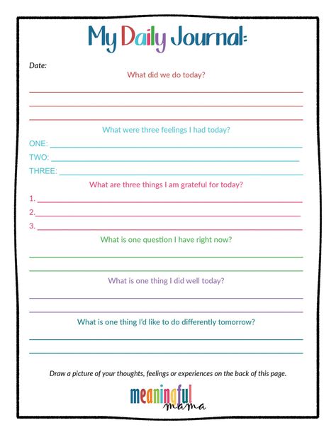 Daily Quarantine Journal for Kids End Of Day Reflection Journal, Reflection For Students, Daily Journal Template, 5 Minutes Journal, English Communication, Journal Prompts For Kids, Diary Template, Unicorn Craft, Kindergarten Prep