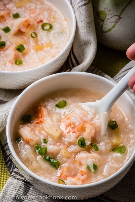 Seafood Congee | Omnivore's Cookbook Seafood Congee, Mapo Tofu, Porridge Recipes, Rice Porridge, Rice Soup, Ultimate Comfort Food, Asian Cooking, Asian Dishes, Seafood Recipes