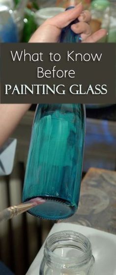 pIf you would like to paint glass, whether its glassware, a window, a vase or a jar there are a few things to know ask yourself before you start. Will the piece be for decorative purposes or will it be exposed to heat or wear and tear? The answer /p Wine Bottle Project, Painting Glass Jars, Painting Glass, Wine Craft, Wine Bottle Art, Wine Bottle Diy, Altered Bottles, Glass Bottle Crafts, Painted Wine Glasses