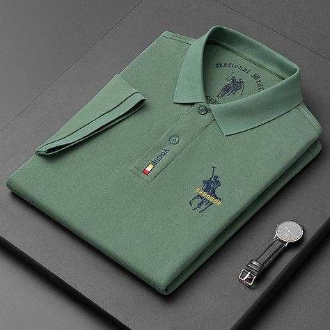 Brand New-Mild Green Kaos Polo, Embroidered Polo Shirts, Plain Shorts, Savate, Oversize Fashion, Polo T Shirts, Tee Shirt Homme, Cotton Polo Shirt, Embroidery Patches